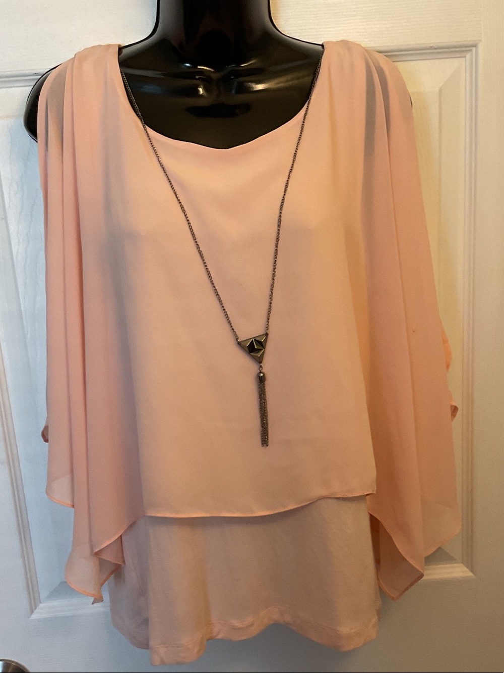 BCX Blush Pink Layered Chiffon Blouse